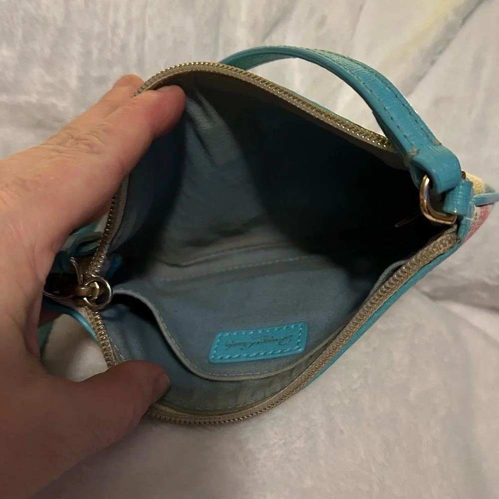 Dooney & Bourke Multicolor Pineapple Print Wristlet with Turquoise Trim